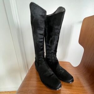 Dusica Dusica - Black Pony Zip Knee High Boots EU 40